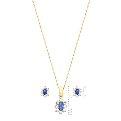 Carissima Gold Juego de joyas de mujer con oro amarillo de 9K (375/1000), circonita azul, 46 cm
