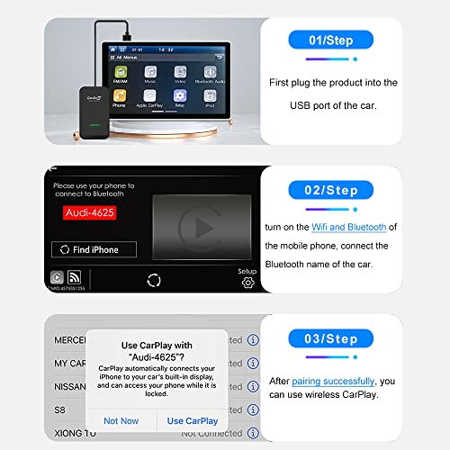 CarlinKit 3.0 Nuevo CarPlay inalambrico,Adecuado para Coches con Car Play Incorporado,For Audi,VW,Peugeot,KIA,Volvo,Ford,Toyota,Honda,Opel Auto,Soporta iOS 15, 5G Adapter Upgrade CarPlay inalambrico