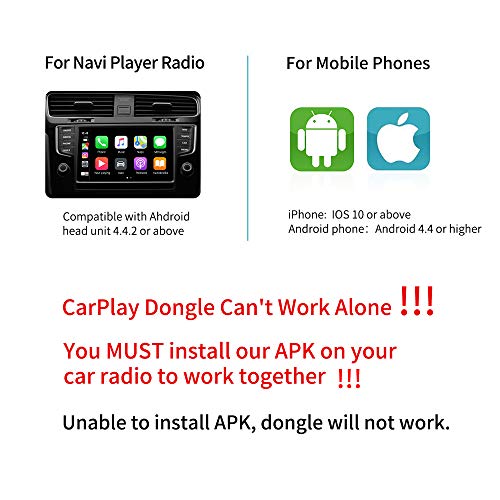 Carlinkit inalambrico Carplay Dongle Compatible con la Unidad Principal de Android del Mercado de Accesorios, admite Carplay/Android Auto/Mirroring, NO escompatible con Factory Carplay Car