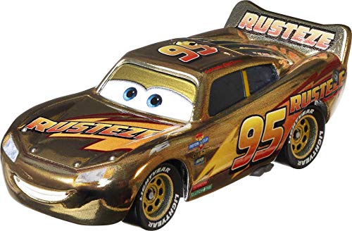 Cars Rayo McQueeen Dorado Coche de juguete personaje, regalo para niños +3 años (Mattel GYG27)