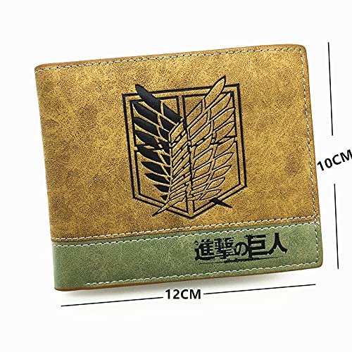 Cartera Anime Japonés Attack On Titan Game Billetera Corta con Bolsillo para Monedas con Cremallera Poucht Billetera
