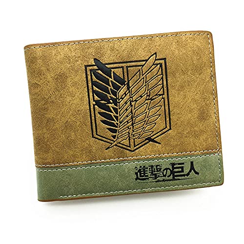 Cartera Anime Japonés Attack On Titan Game Billetera Corta con Bolsillo para Monedas con Cremallera Poucht Billetera