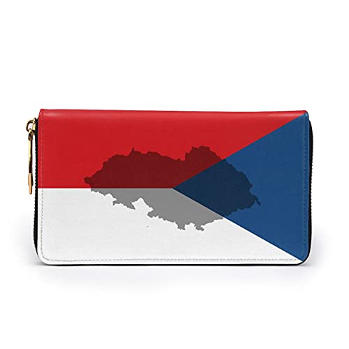 Cartera de cuero con diseño de bandera de República Checa para hombres y mujeres