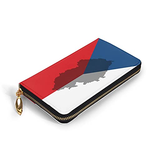 Cartera de cuero con diseño de bandera de República Checa para hombres y mujeres