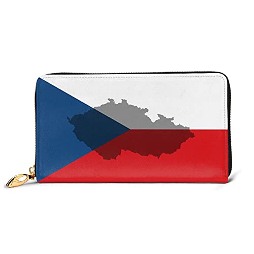 Cartera de cuero con diseño de bandera de República Checa para hombres y mujeres