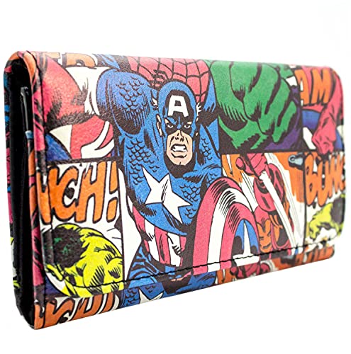 Cartera de Marvel Captain America Cómico Gastado Retro Rojo
