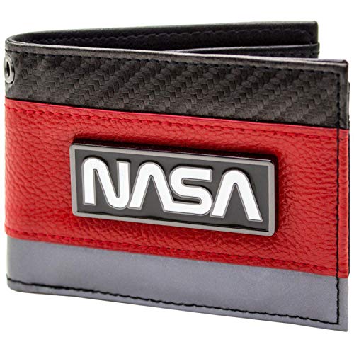Cartera de NASA Insignia de Plata Exploración Espacial Rojo