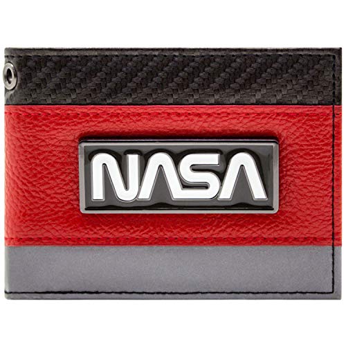 Cartera de NASA Insignia de Plata Exploración Espacial Rojo