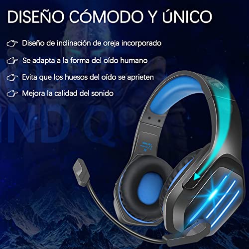 Cascos Gaming PS4 Gootoop para PS4, PS5, PC, Xbox One, PS4, Auriculares con micrófono, Sonido Envolvente 3D, cancelación de Ruido, Luces LED