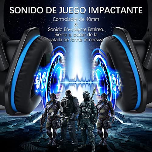 Cascos Gaming PS4 Gootoop para PS4, PS5, PC, Xbox One, PS4, Auriculares con micrófono, Sonido Envolvente 3D, cancelación de Ruido, Luces LED