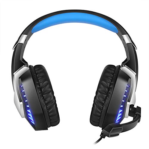 Cascos Gaming PS5 con Micrófono Flexible para Xbox Series X PC Switch PS4 PC Gaming, Auriculares con Sonido Envolvente Stereo, Orejeras Acolchadas Ligero Cómodo, Diadema Ajustable, Iluminación LED