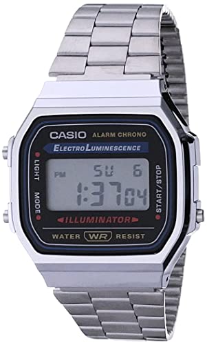 Casio Collection A168WA-1YES, Reloj Rectangular, Unisex, Plateado