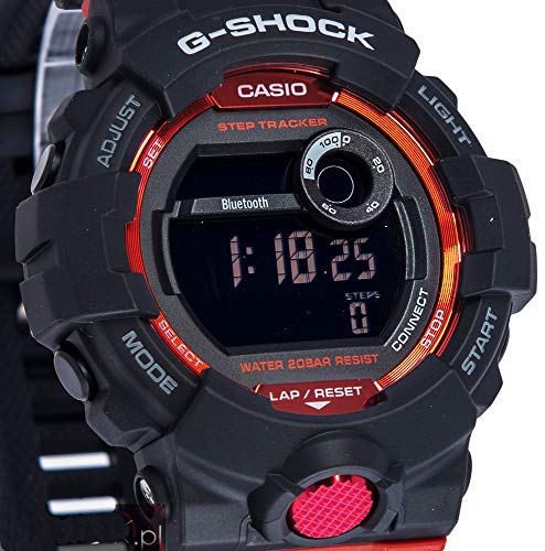Casio Reloj Digital para Hombre de Cuarzo con Correa en Resina GBD-800-1ER, Negro/Rojo
