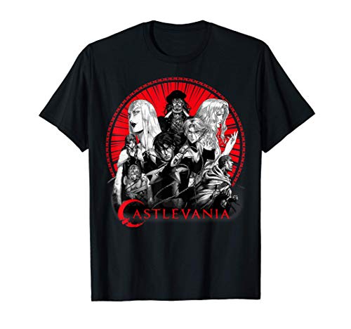 Castlevania Group Shot Red Circle Logo Camiseta