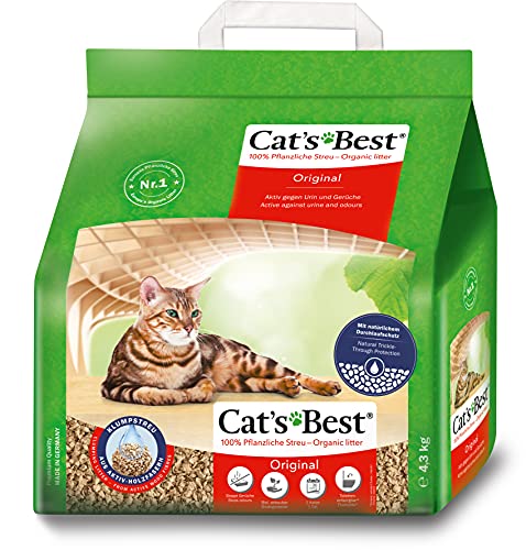 Cat's Best at's Best Original Aglomerante 10L (4,3 kg). Arena Biodegradable hasta 7 Semanas de Uso. Lecho para Gatos de Fibra Vegetal Aglutinable, Madera, 4