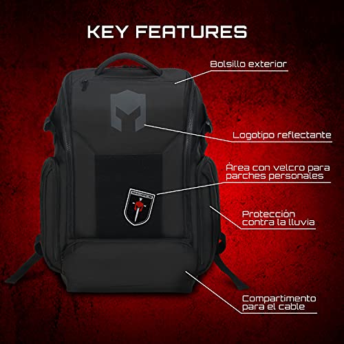 CATURIX ATTACHADER - Mochila de videojuegos para portátiles y consolas de hasta 17,3", mochila impermeable de 33 l de volumen, negro