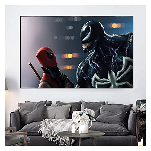 CBYLDDD Superhéroe Venom y Spider Man Battle Poster and Print Canvas Painting Wall Art - Fondos de Pantalla Gratis for la decoración del Dormitorio de la Sala de Estar 20x40 Sin Marco