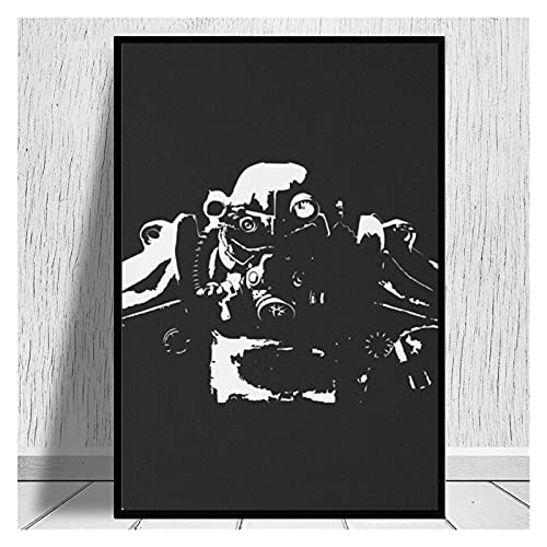 CCZWVH Fallout 3 Fallout New Vegas, Fallout 4 T45 Power Armor Silhouette Lienzos 16x24 Inch Sin Marco