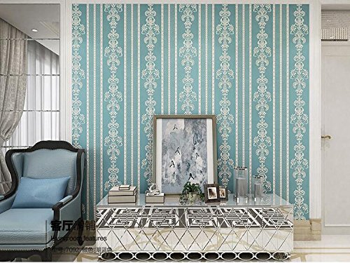 Cczxfcc Stereo 3D Blue Non-Woven Wallpaper European Vertical Stripes Wallpaper Living Room Tv Background Wall Wallpaper Blue