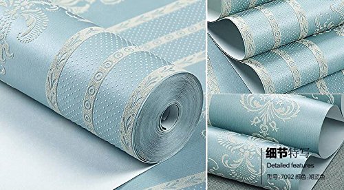 Cczxfcc Stereo 3D Blue Non-Woven Wallpaper European Vertical Stripes Wallpaper Living Room Tv Background Wall Wallpaper Blue