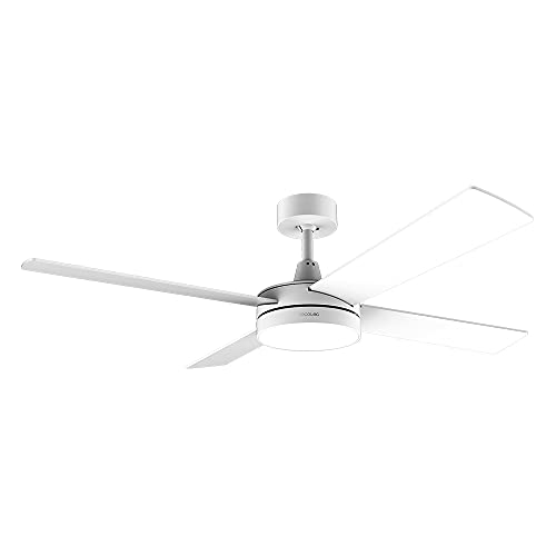 Cecotec Ventilador de Techo con Mando a Distancia, Temporizador y Luz LED EnergySilence Aero 5200 White Line. 60 W, Motor de Cobre, 52", 4 Aspas, 3 Velocidades, Función Invierno