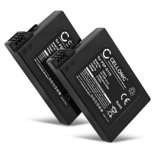 CELLONIC® 2X Batería de Repuesto PSP-S110 para Sony PSP Brite (3000/3001 / 3004) / PSP Slim & Lite (2000/2004), 1200mAh PSP-S110, Accu de Larga duración