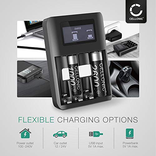 CELLONIC® 4X Batería de Repuesto AA para Microsoft Xbox Series X, Series S/One Controller, 2600mAh + Cargador, Accu de Larga duración