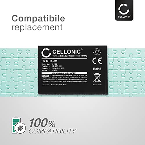 CELLONIC® Batería de Repuesto CTR-003, CTR-001 para Nintendo 2DS / New 2DS XL / 3DS / Wii U Pro Controller, 1300mAh, Accu de Larga duración