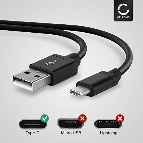 CELLONIC® Cable de Datos USB 1m Compatible con Microsoft Xbox Series X, Series S/One Elite Controller 2 Cable Carga USB C Type C a USB A 2.0 3A Nylon Negro