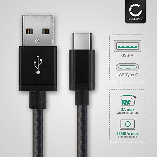 CELLONIC® Cable de Datos USB 1m Compatible con Microsoft Xbox Series X, Series S/One Elite Controller 2 Cable Carga USB C Type C a USB A 2.0 3A Nylon Negro