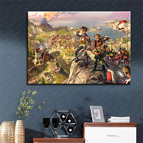 CELLYONE Pintura DIY por números, para adultos, principiantes y niños (The Settlers History Collection juego), decoración 50 x 40 cm