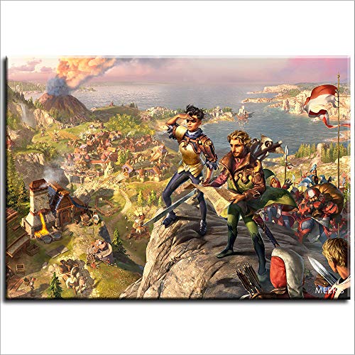 CELLYONE Pintura DIY por números, para adultos, principiantes y niños (The Settlers History Collection juego), decoración 50 x 40 cm