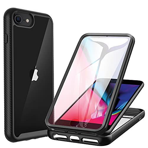 CENHUFO Funda iPhone SE 2020 Funda iPhone 8/7 /6S / 6 Antichoques con Protector de Pantalla Integrado Fundas 360° Protección Completa Case Bumper Robusto Carcasa para iPhone 8/7 /6S/6/ SE 2020 Negro