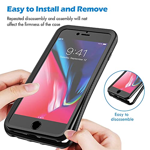 CENHUFO Funda iPhone SE 2020 Funda iPhone 8/7 /6S / 6 Antichoques con Protector de Pantalla Integrado Fundas 360° Protección Completa Case Bumper Robusto Carcasa para iPhone 8/7 /6S/6/ SE 2020 Negro