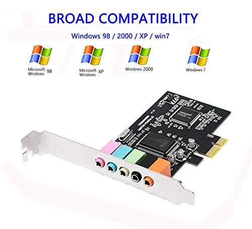 CERRXIAN Tarjeta de sonido PCIe, PCI 5.1 Express para PC Windows 98/2000/XP / Win7