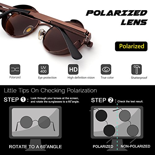 CGID E72 Steampunk estilo retro inspirado círculo metálico redondo gafas de sol polarizadas para hombres