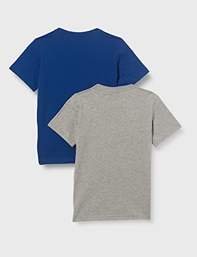 Champion Legacy Classic C-Logo Camiseta, Gris Jaspeado Claro & Azul, 13-14 Años (Pack de 2) para Niños