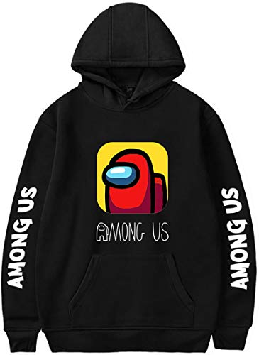 Chaos World Sudadera con Capucha Among us Hombre Manga Larga Hoodie Entre Nosotros(M,Hombrecito Rojo Negro)