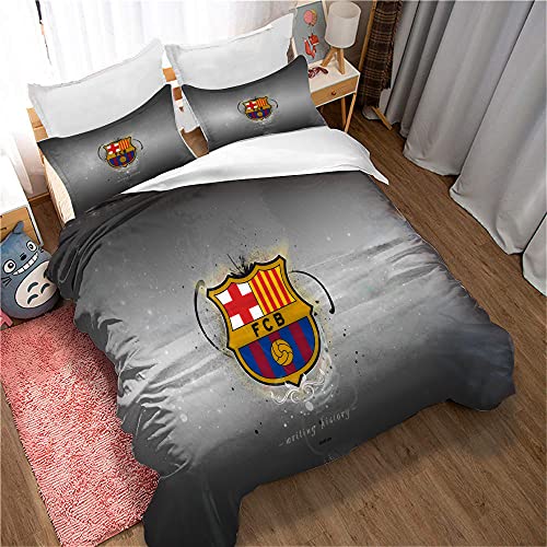 CHAOSE-ESB Equipo De Fútbol FC Barcelona Funda Nórdica Microfibra Ligera Funda De Edredón Suave Juego De Cama Sing Double King Size 3 Piezas (patrón 01,(150x200cm)-Cama de 90)