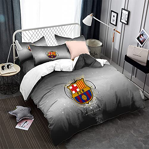 CHAOSE-ESB Equipo De Fútbol FC Barcelona Funda Nórdica Microfibra Ligera Funda De Edredón Suave Juego De Cama Sing Double King Size 3 Piezas (patrón 01,(150x200cm)-Cama de 90)