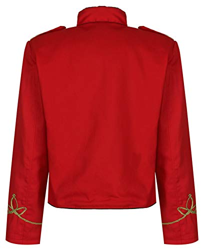 Chaqueta Ajustada de Desfile Militar Punk Percusionista en para Hombres - Rojo & Oro (Talla Masculina L)