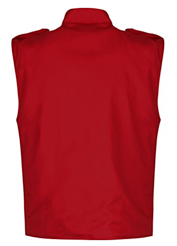Chaqueta De Desfile De Hombre Estilo Punk Militar Baterista Sin Mangas - Rojo & Oro (XS)