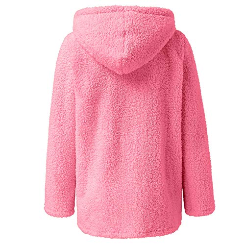 Chaqueta De Mujer con Capucha, Cremallera Completa, Abrigo De Invierno CáLido Y Esponjoso, Sudadera De Manga Larga con Cuello Redondo Y Cuello Redondo, Sudadera Larga Y SóLida