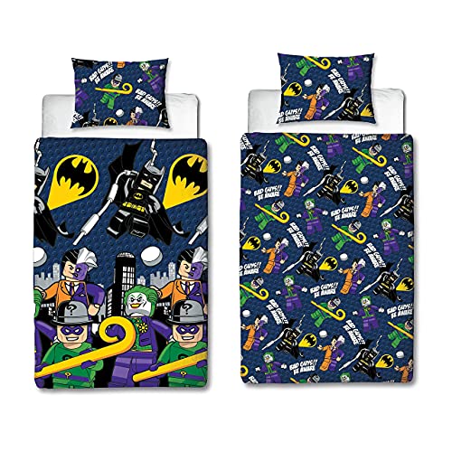 Character World Lego Batman LG9CLGDS002UK1 - Funda de edredón con Funda de Almohada a Juego, diseño de Arco Iris, Color Azul