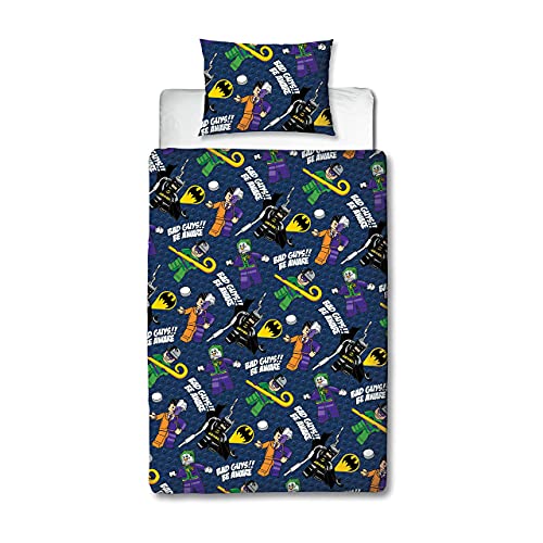 Character World Lego Batman LG9CLGDS002UK1 - Funda de edredón con Funda de Almohada a Juego, diseño de Arco Iris, Color Azul