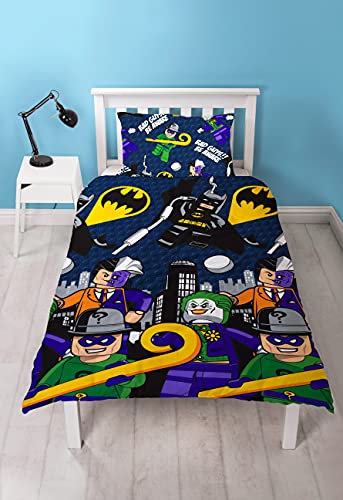 Character World Lego Batman LG9CLGDS002UK1 - Funda de edredón con Funda de Almohada a Juego, diseño de Arco Iris, Color Azul
