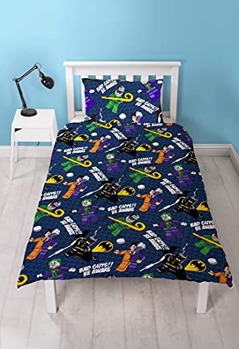 Character World Lego Batman LG9CLGDS002UK1 - Funda de edredón con Funda de Almohada a Juego, diseño de Arco Iris, Color Azul
