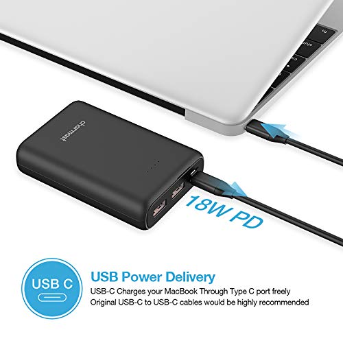 Charmast Mini Power Bank 10400mAh Cargador Portátil Batería Externa Carga Rápida[18W PD/USB Type-C] Batería Portátil QC3.0 con 2 Entradas&3 Salidas Compatible con Smartphones, Tablets y más