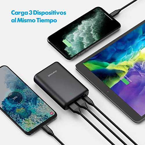 Charmast Mini Power Bank 10400mAh Cargador Portátil Batería Externa Carga Rápida[18W PD/USB Type-C] Batería Portátil QC3.0 con 2 Entradas&3 Salidas Compatible con Smartphones, Tablets y más