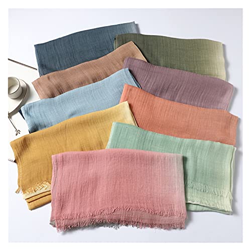 CHHNGPON Bufanda 2021 Bufanda de algodón Unisex Hijab Solid Gradient Crinkle Shawl Wrap Warband Bufandas Bandana Fashion Japanese Style FouD (Color : TH32-2, Size : 200x100cm)